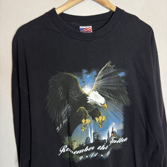 Vintage 9/11 Remember The‎ Fallen Bald Eagle USA New York T-Shirt Men’s XL - Picture 2 of 8